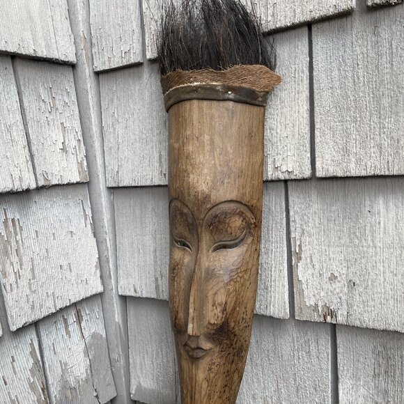 Tribal Hand Carved Indonesian Wooden Mask 24" - Picture 3 of 7